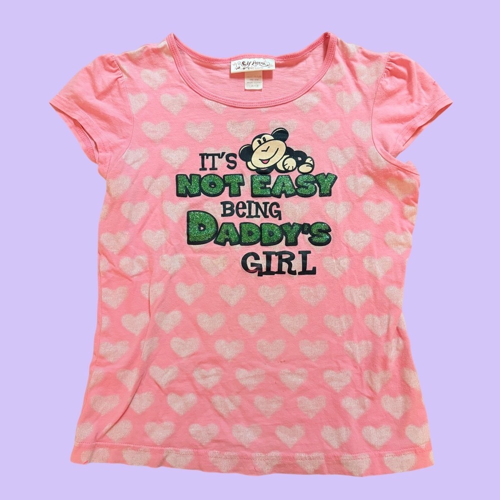 Y2K Self Esteem Pink Heart Monkey Graphic Baby Tee Daddy's Girl Scene #17